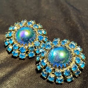 Vintage Indigo Rhinestone Earrings
